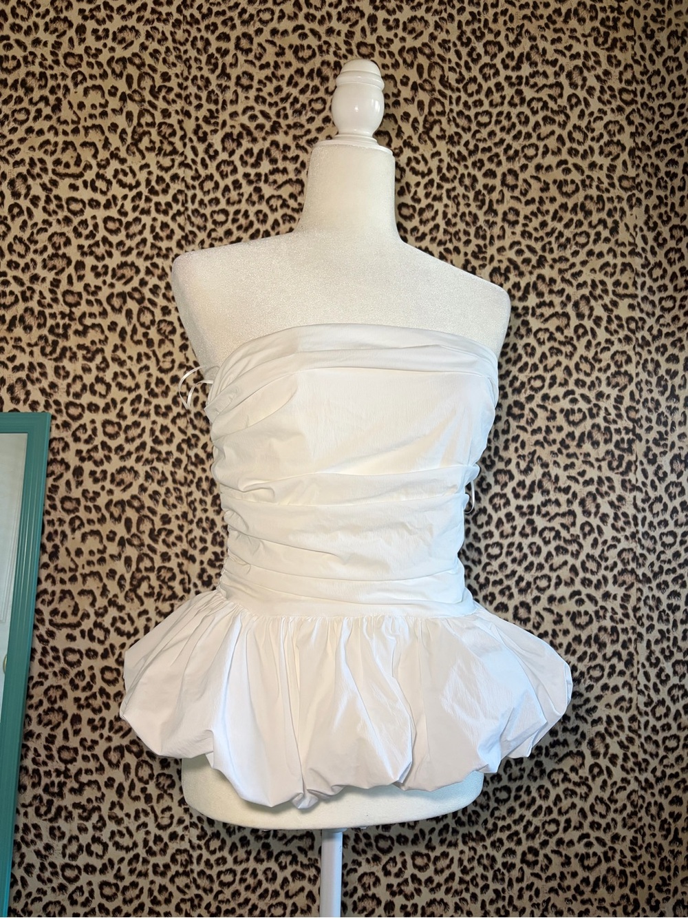 Anthropologie White Strapless Peplum Top